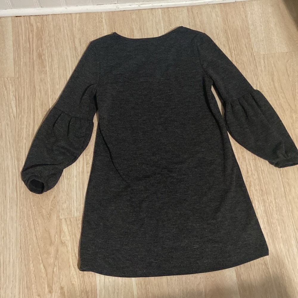 Adrienne Vittadini Dress Charcoal Gray Puff Long Sleeve Stretch Size Small - Picture 5 of 6